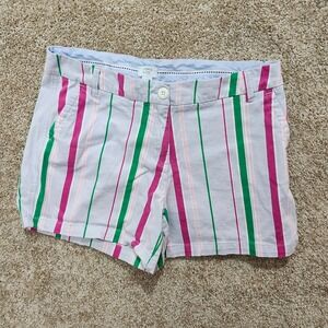 Crown &‎ Ivy Caroline Size 12 Striped Chino Shorts Multicolor Cotton Stretch